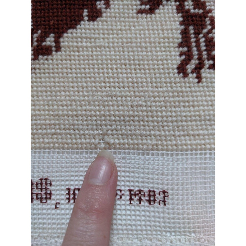 Vintage Native American Indian Completed Needlepoint Piece Unframed 20" by 16" - Picture 6 of 10
